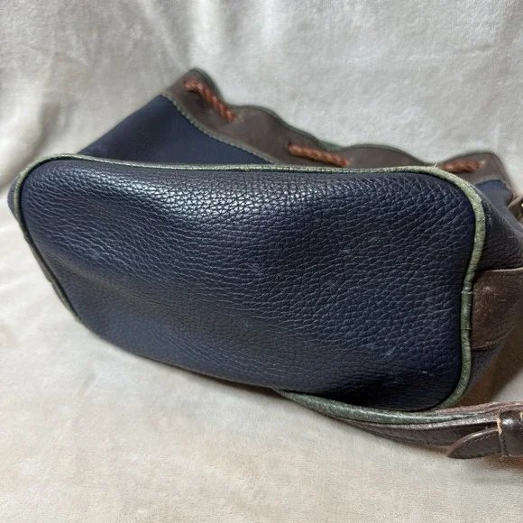 Dooney & Bourke Vintage Navy Pebbled Leather Teton Bucket Drawstring Bag - Picture 6 of 16